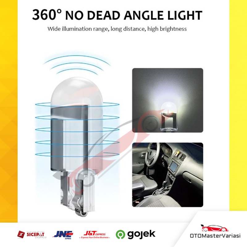 Lampu Led T10 Senja Mundur Kabin Motor Mobil Super Terang 12V Full Resin Kaca