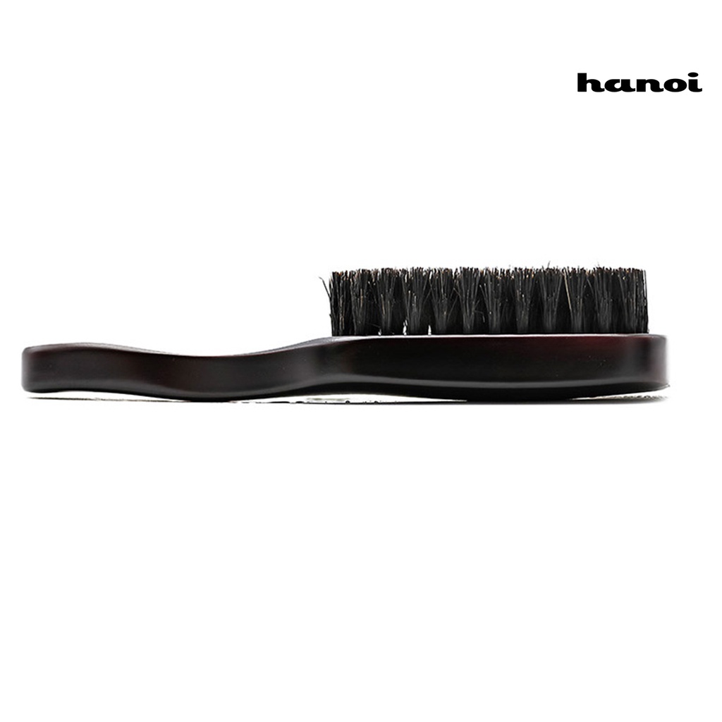 HQTM_Mustache Brush Skin-friendly Brownish Black Wooden Handle Hair Styling Comb Shaving Tools for Men