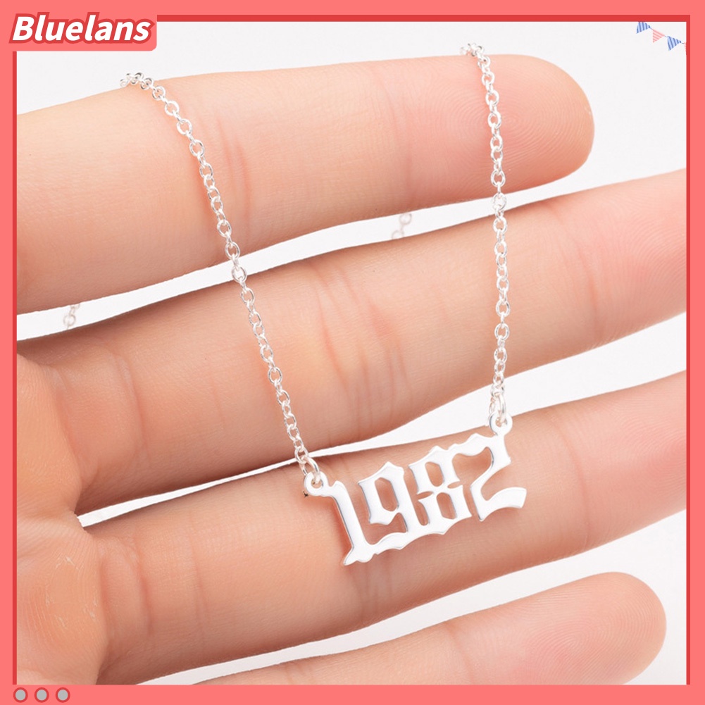 Bluelans 1980-1999 Birth Year Number Charm Pendant Stainless Steel Chain Necklace Jewelry