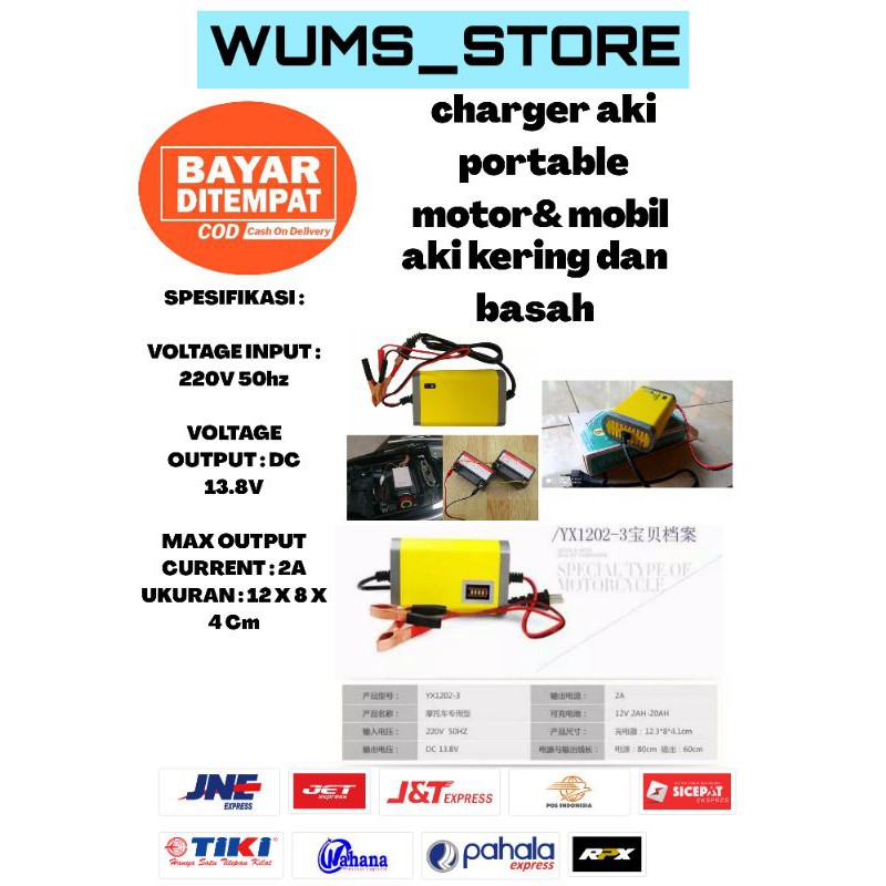 Charger aki portable murah motor mobil aki basah dan kering