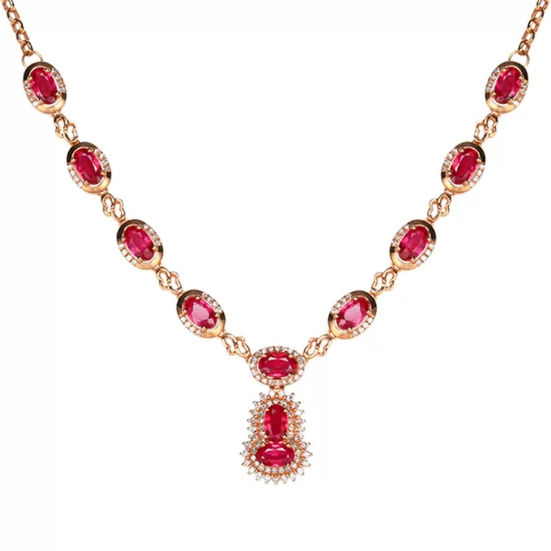 Kalung Ruby Mewah Warna Rose Gold