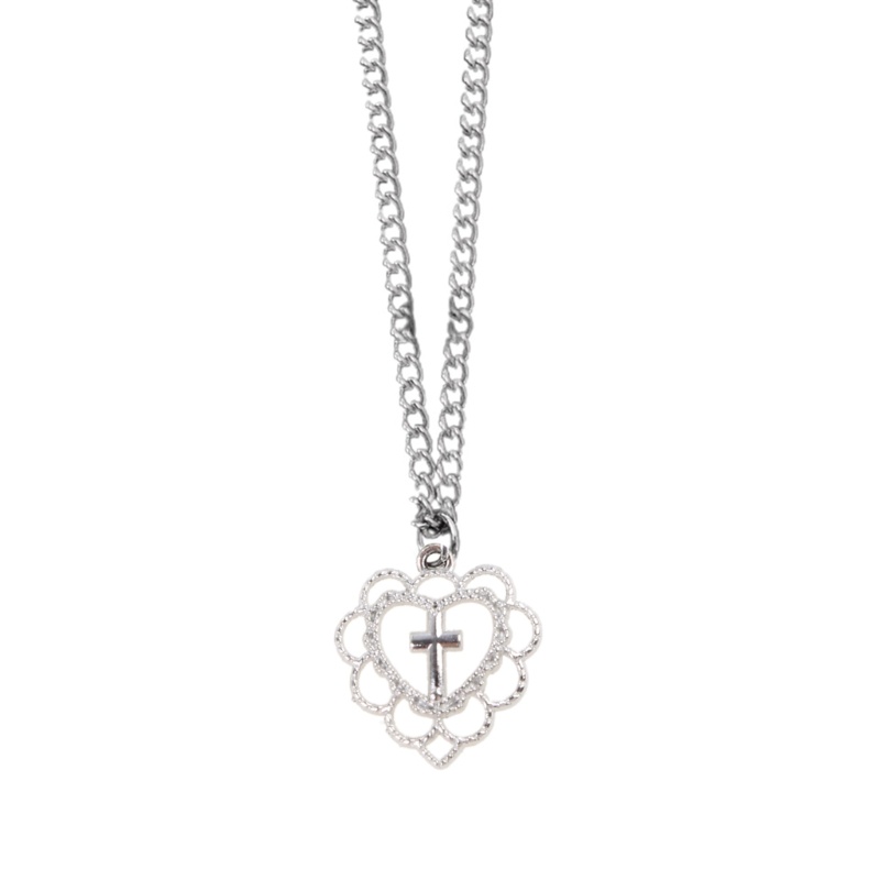 Siy Kalung Choker Vintage Gothic Desain Hati Hollow Warna Silver Untuk Wanita