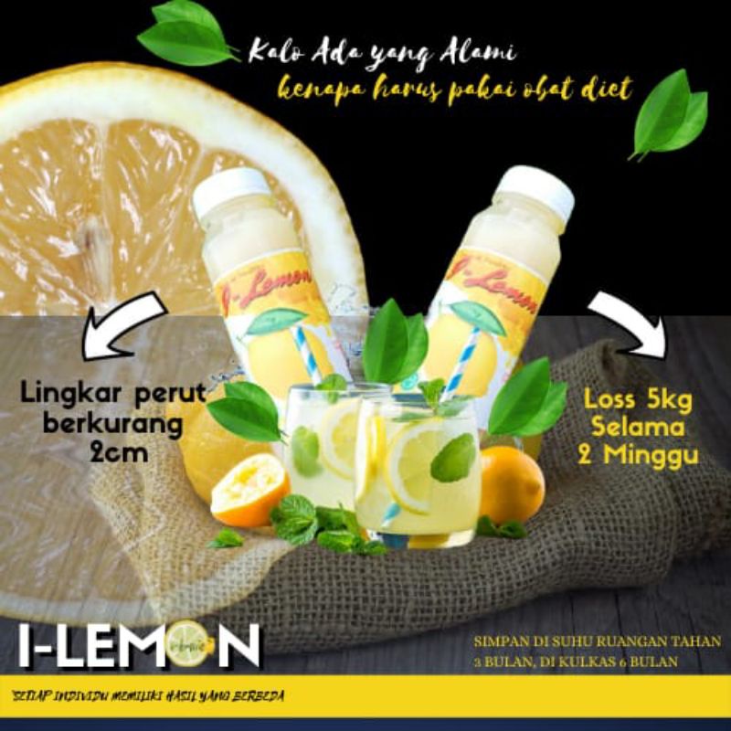 

Juice Sari Lemon Asli I-Lemon 250ml 500ml, Original Detox, Original Diet.