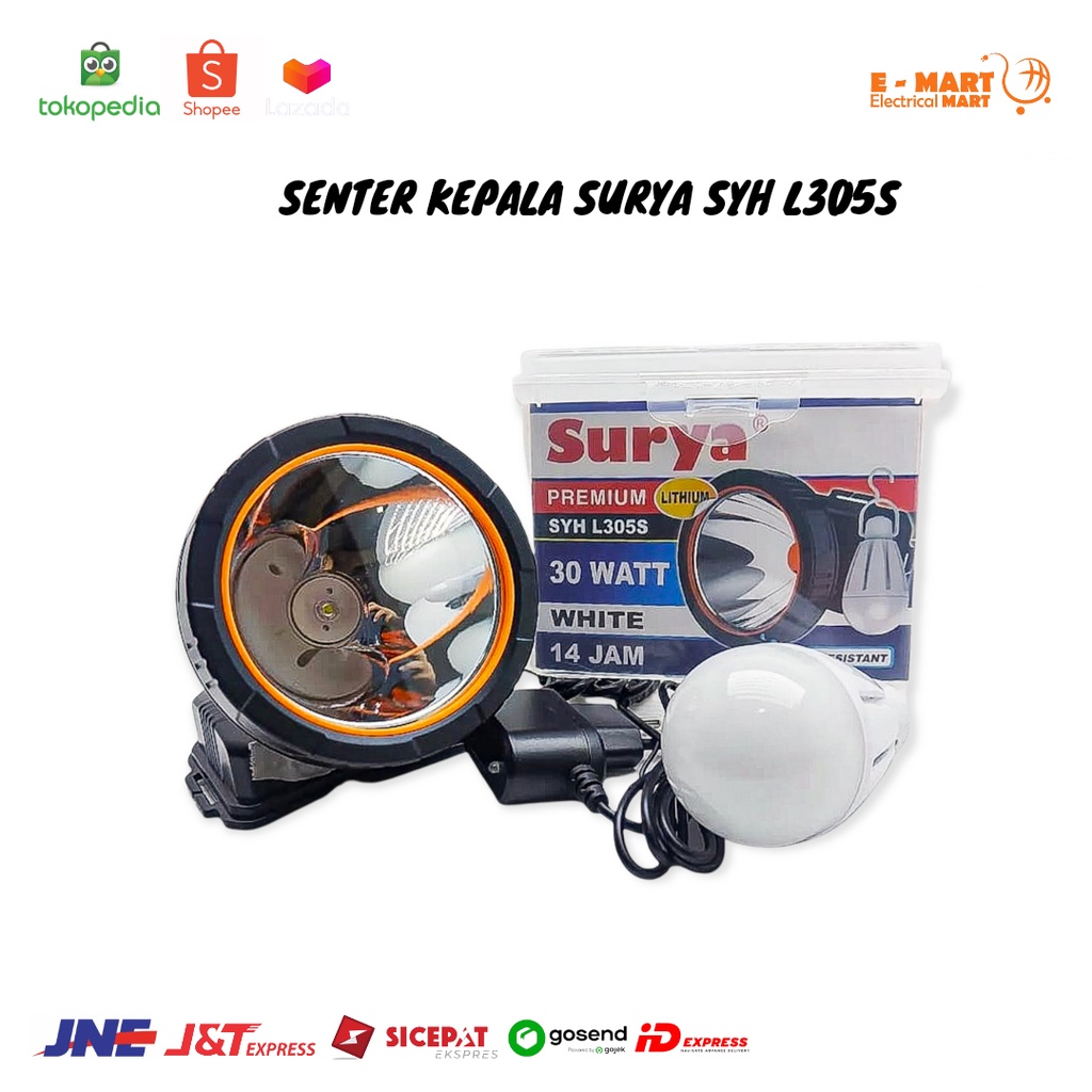 Senter Kepala Surya 30W SOS + Bohlam  / Headlamp Surya SYH L305 L306 WATERPROOF