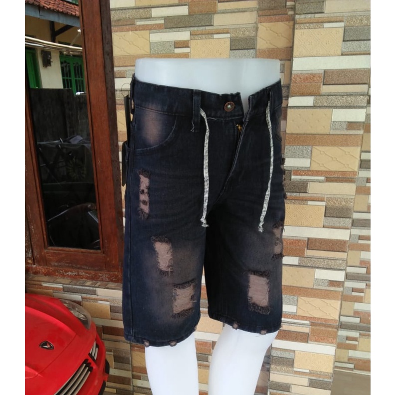 CELANA JEANS PENDEK RIPPED DISTRO/JEANS PENDEK PRIA SOBEK