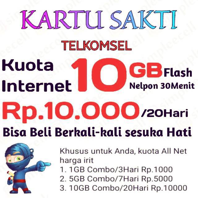 Kartu Sakti Telkomsel 10rb 10gb Berkali Kali Shopee Indonesia