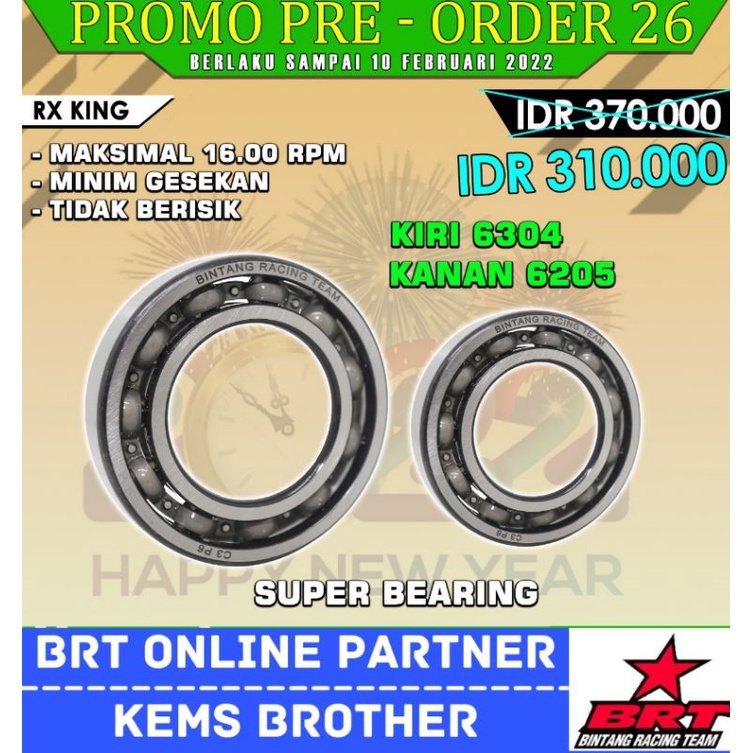 BEARING KRUK AS LAHER KRUK AS BRT C3 HIGH SPEED VARIO 150 NMAX SONIC RX KING SATRIA FU TIGER MIO KLX 150 JUPITER Z1 NINJA 150 BEAT KARBU C3-RX KING