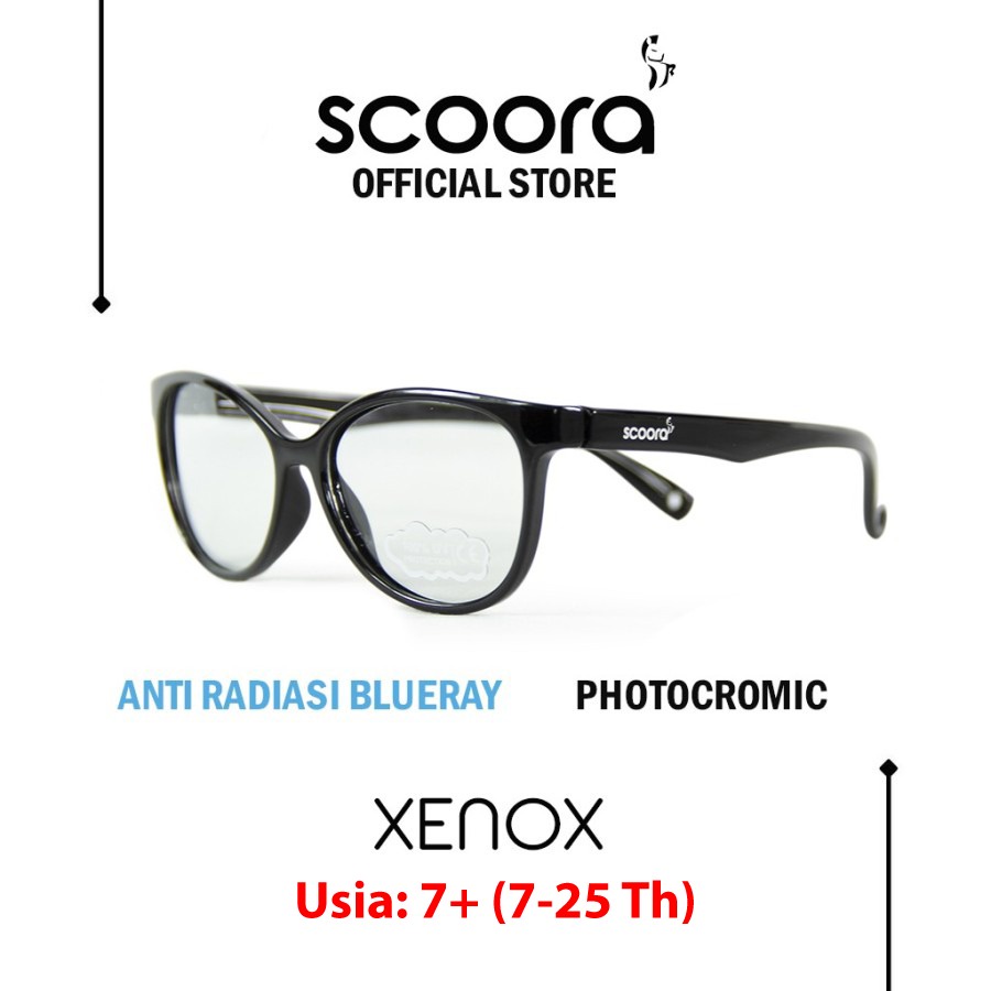 SCOORA Xenox Kacamata Anak Usia 7+ ( 7 - 25 thn ) Anti Radiasi & Anti UV -  Hitam-1