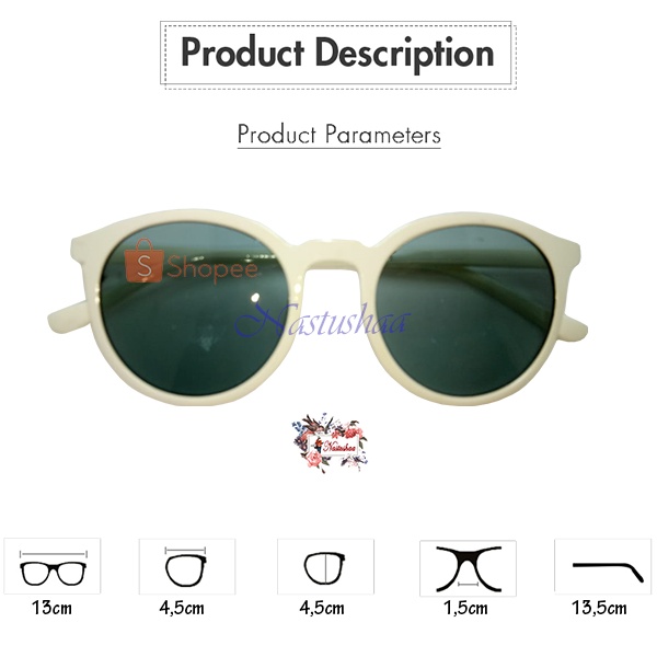 Kacamata Hitam Frame Broken White Bulat untuk Pria / Wanita Kaca Mata Fashion Gaya Korea Retro Anti UV Unisex FREECASE