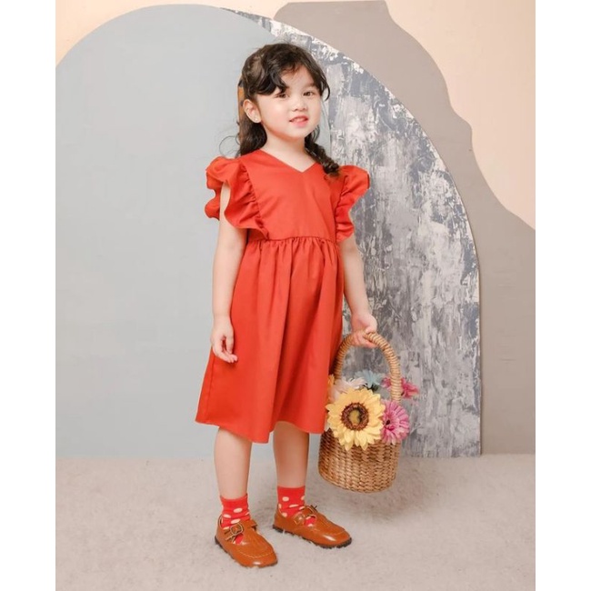 Dress anak ruffle-dress Ruby-Dress anak perempuan-ruffle anak polos-baju pesta anak