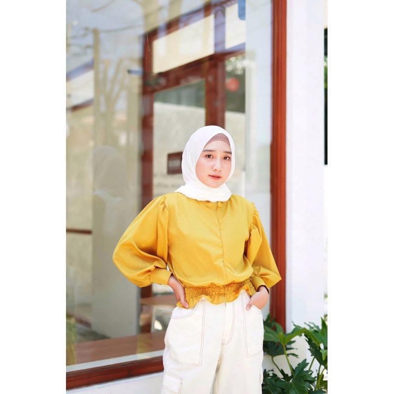 Katlina Blouse Polos Wolfish Premium Pusatgrosir_solo Hits Selebgram Fashion termurah Wanita