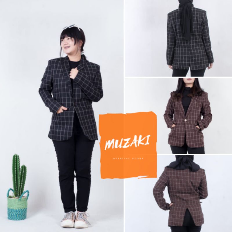 Blazer Kotak Kotak wanita | Blazer Wanita