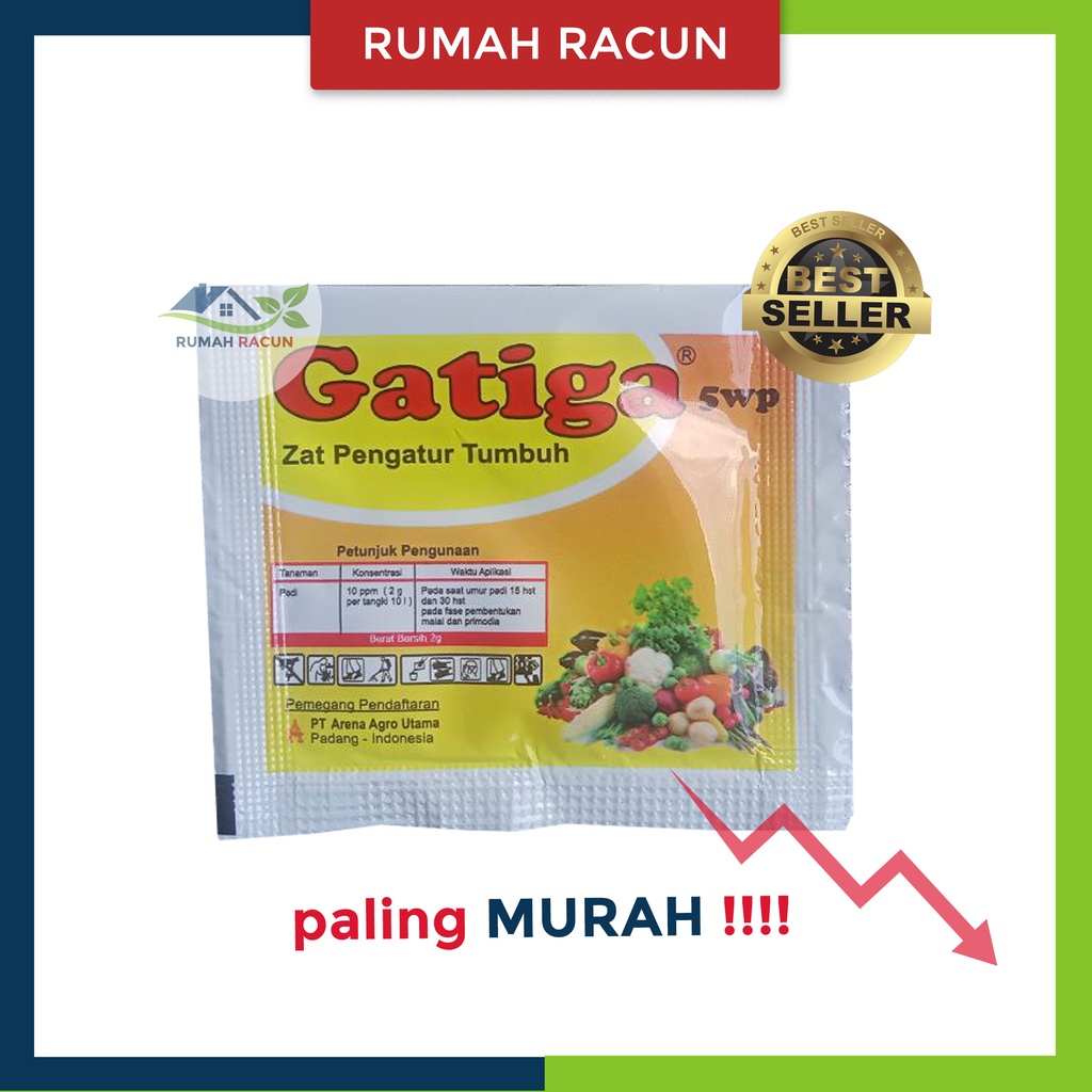 ZPT GA3 Gatiga. Gibberelic Acid 5% kemasan 2gr. zat pengatur tumbuh & pembesar buah/umbi