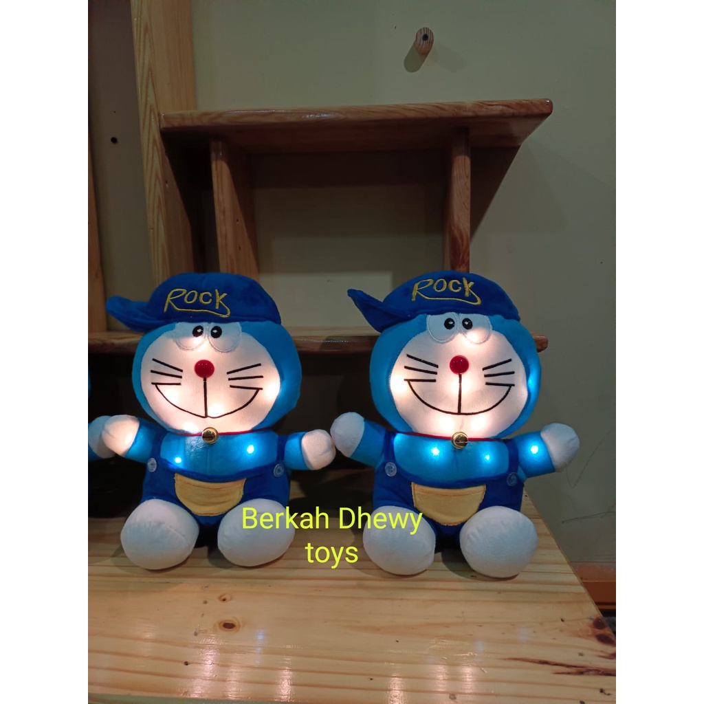 Ready Indonesia BONEKA DORAEMON NYALA LAMPU LED GLOW boneka doraemon pake topi boneka doraemon lucu boneka doraemon murah boneka viral boneka lucu