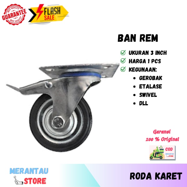 Ban Troli 3 Inch Roda Lori Etalase Bahan Karet 3" Harga 1 Pcs Kualitas Terbaik Roda Trolley Karet Hi