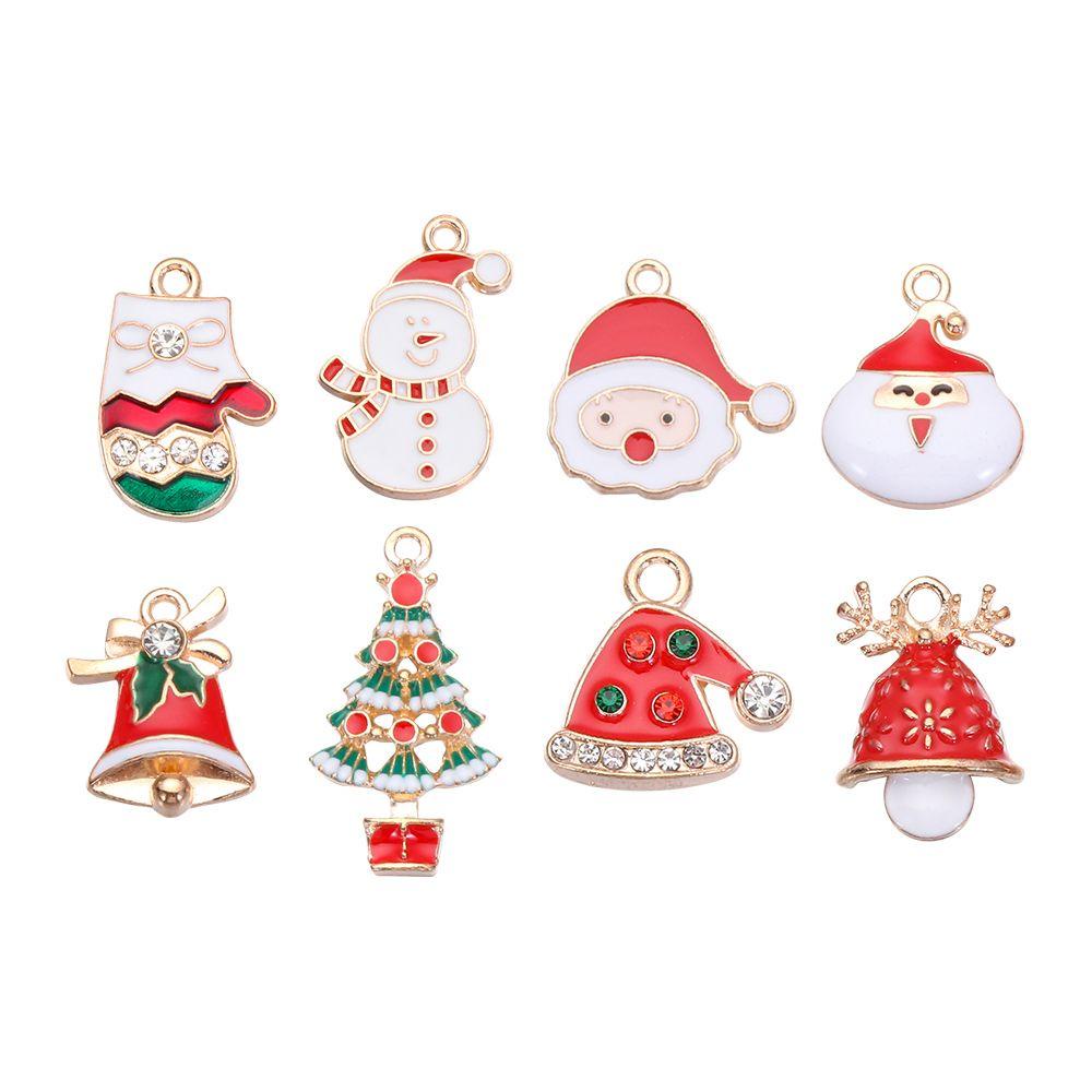 R-flower 10pcs/lot Enamel Charms DIY Kerajinan Kalung Gelang Santa Claus Liontin