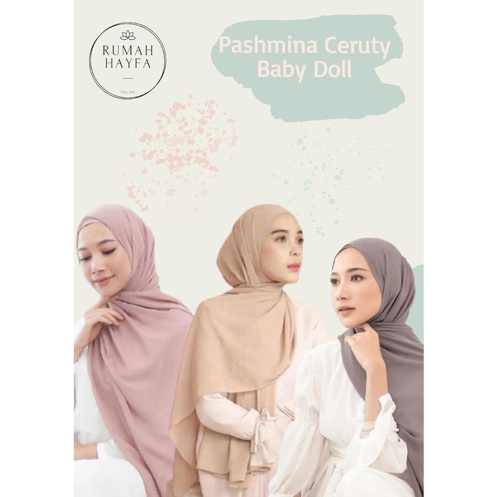 HAYFA - Pashmina Ceruty Babydoll Premium Hijab Pashmina Polos Murah 180x75 CM Jilbab Pasmina Sabyan Termurah Best Seller Kerudung Jahit Tepi Bukan Instan Pasti Premium Ceruti No Daimond Panjang Non Tali Krudung Pasmina Babbydoll