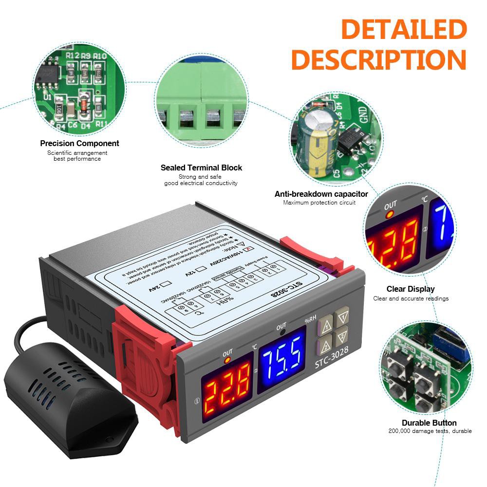 [BAYAR DI TEMPAT] STC-3028 Thermostat Humidity Controller AC220V 10A MESIN PENETAS TELUR