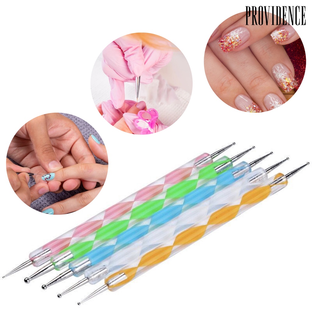 Providence 5pcs / Set Pen Nail Art Dua Sisi Universal Bahan Abs Mudah Digunakan