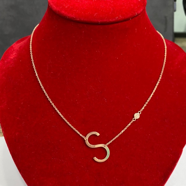 Kalung Edisi Carendelano UBS Huruf S Rosegold(Emas Asli Kadar 750)