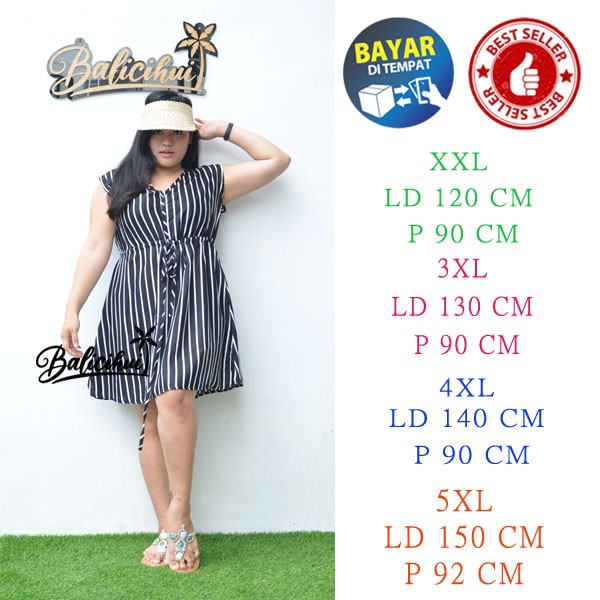 Balicihui Dress Pendek Wanita Luna Jumbo Plus Big Size Dress Bali - Luna 01, XXL