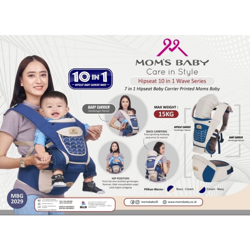 Gendongan Hipseat Wavy Series 10 IN 1 Moms Baby