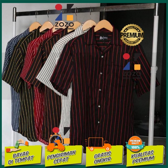 KEMEJA SALUR PRIA STRIPE LENGAN PENDEK COWOK 4559 / KEMEJA SALUR PRIA 333