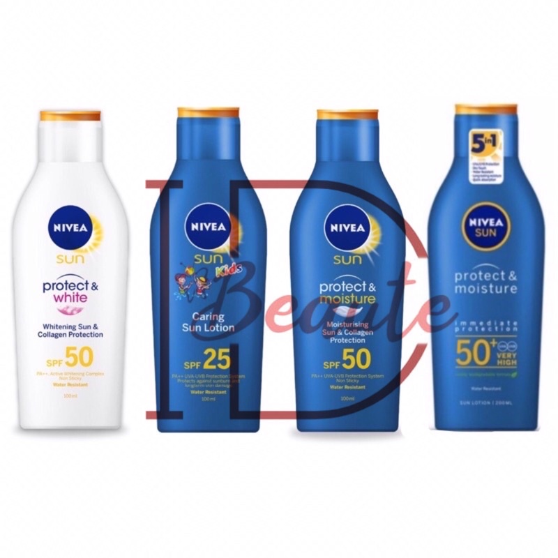 Nivea Caring SPF 25 / Protect &amp; White SPF 50 / Protect &amp; Moisture SPF 50 Sun Lotion