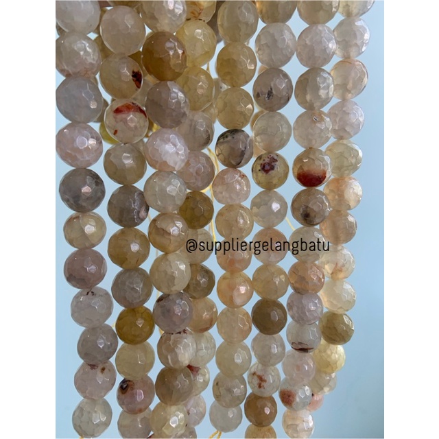 bahan soft yellow agate cutting 10mm natural corak akik alam faceted