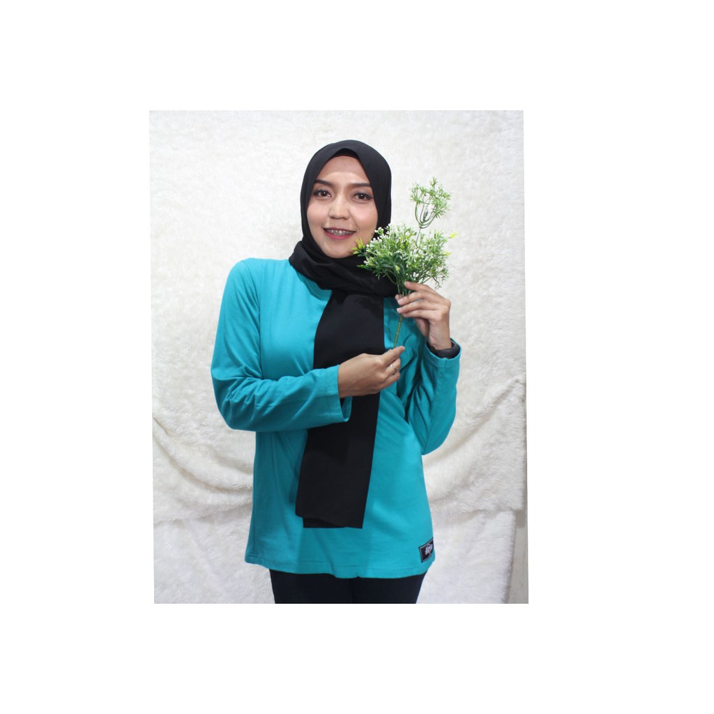 Kaos Polos Cewe Panjang Hijau Tosca