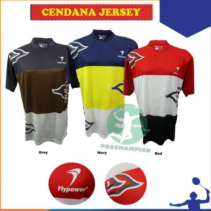 DISKON  FLYPOWER CENDANA JERSEY KAOS BADMINTON ORIGINAL - DK GREY BROWN, M
