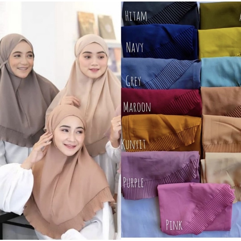 Hijab bergo tali plisket maryam / diamond bergo remple