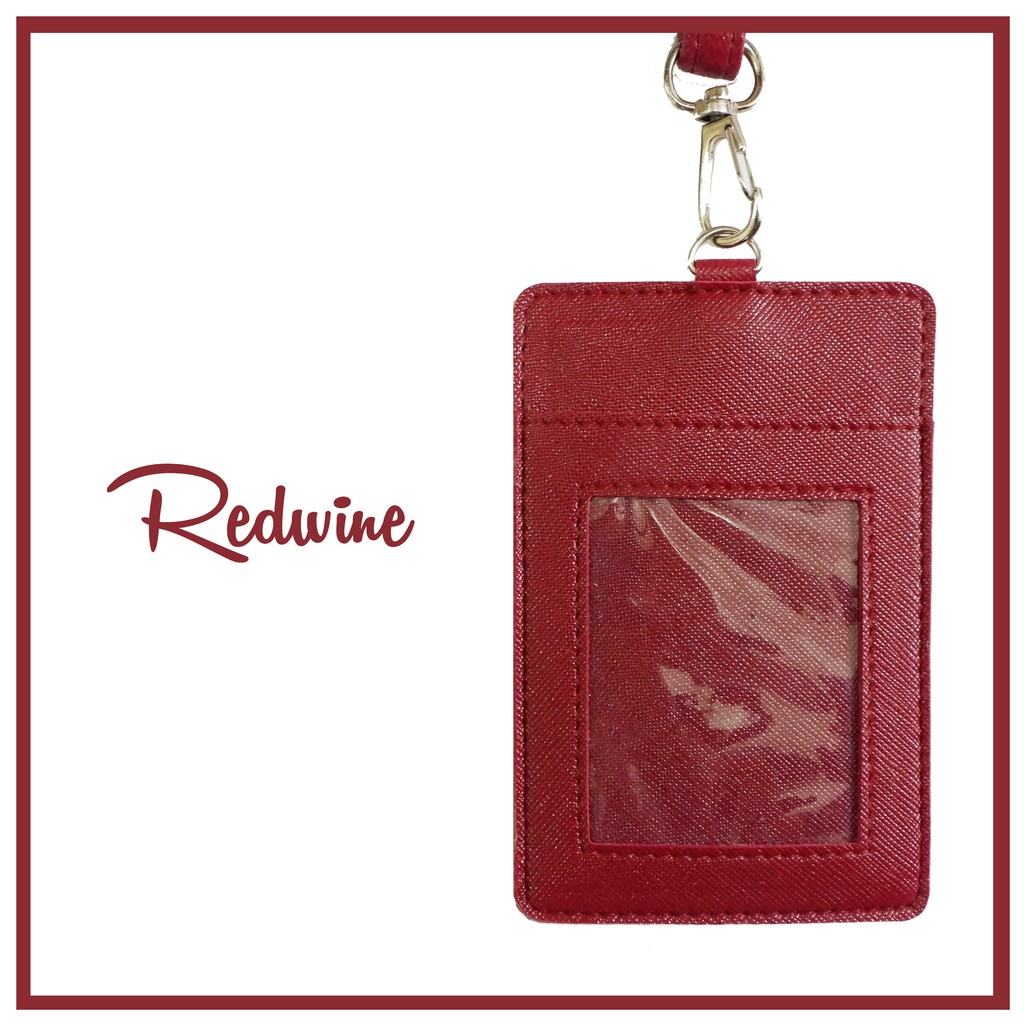 

SOUVENIR WEDDING CUSTOM PRINT ID CARD / NAME TAG HOLDER KULIT WARNA REDWINE