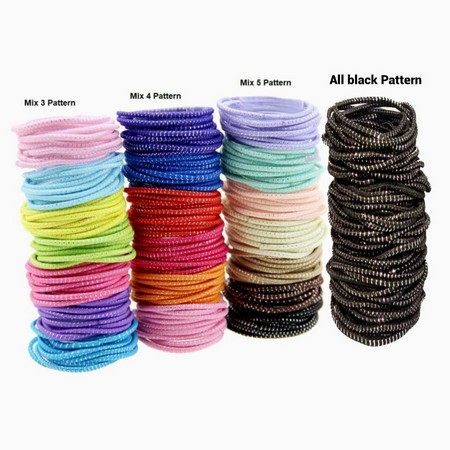 [100 PCS] Ikat Rambut Korea I Can Swim isi 100 pcs Warna Warni + Pouch Aksesoris Rambut-2