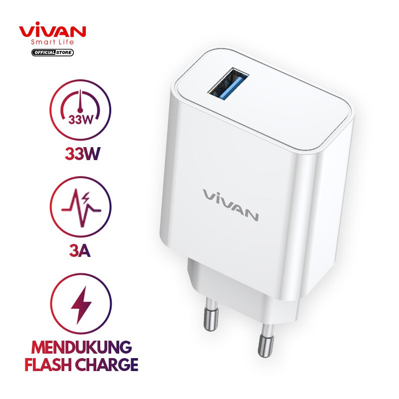 VIVAN Charger Flashcharger 33W Power 33 White Garansi Resmi 1 Tahun ori grs 1 th