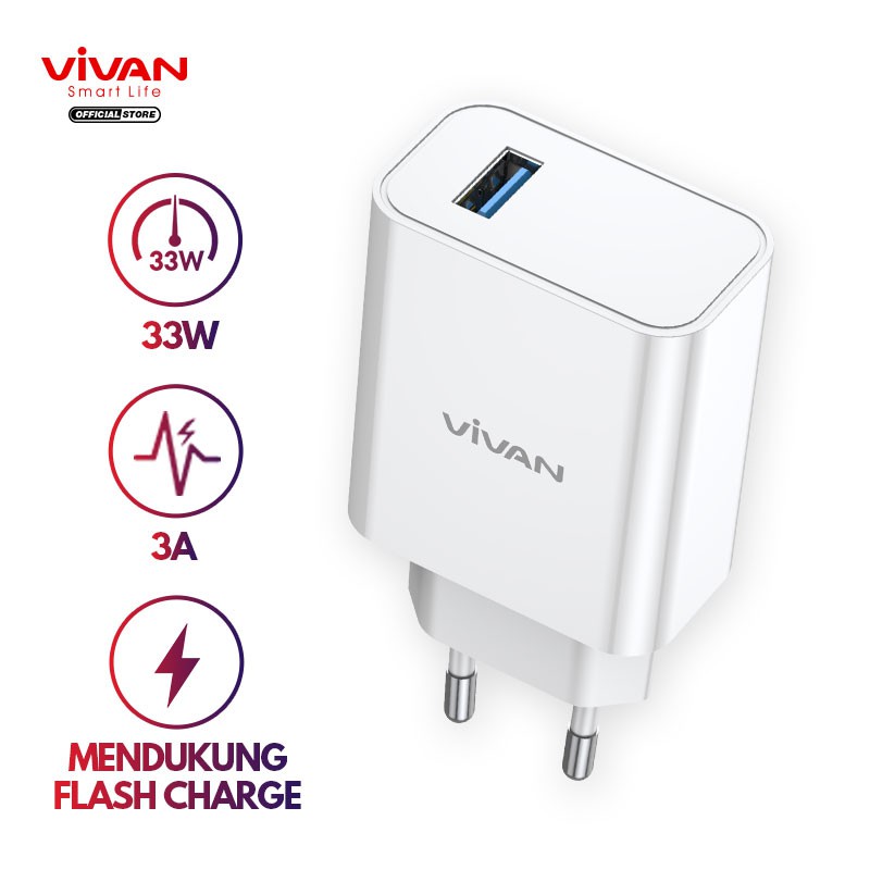 VIVAN Charger casan Flashcharger 33W Power 33 White Garansi Resmi 1 Tahun