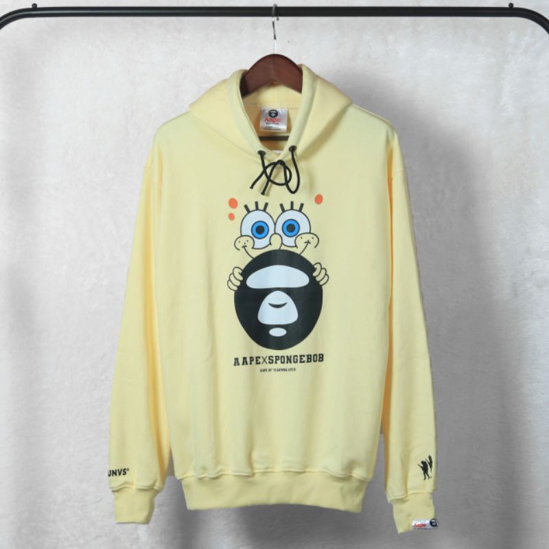 SWEATER HOODIE DISTRO AAPE X SPONGEBOB KUNING