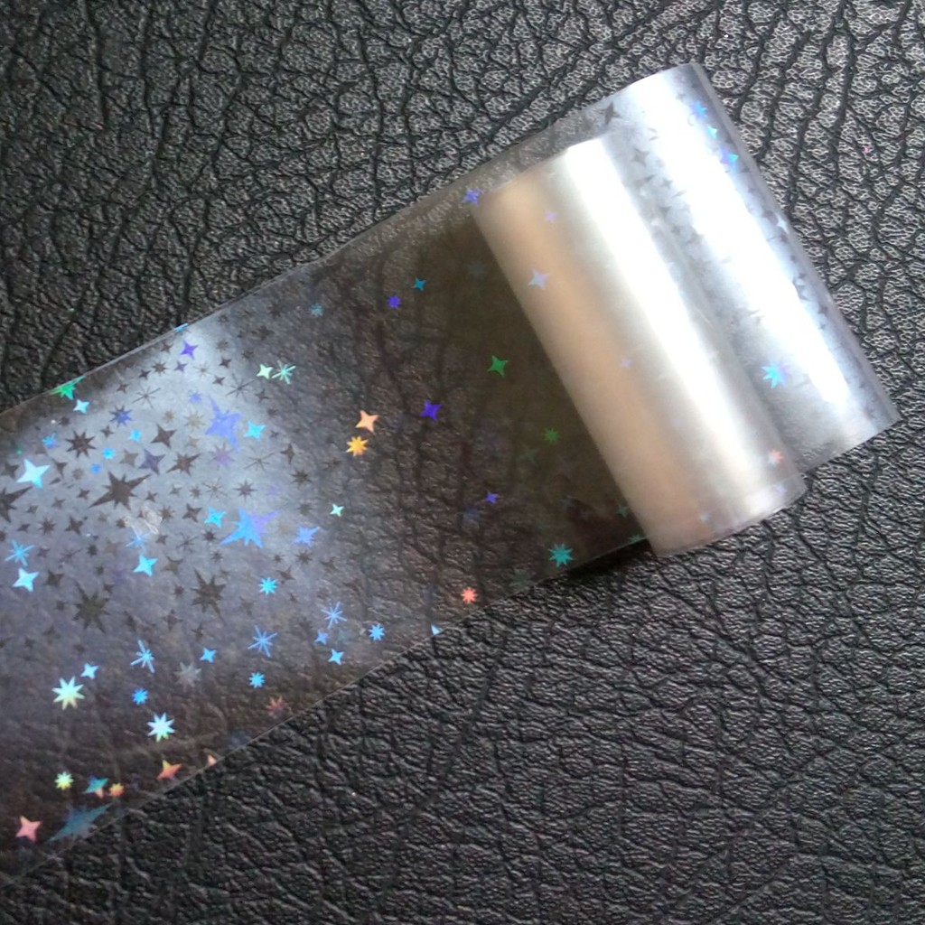 

100 Cm Jelas Laser Kuku Transfer Film Holo Pola Bintang Diy Nail Art Tip Penutup Penuh Hologram