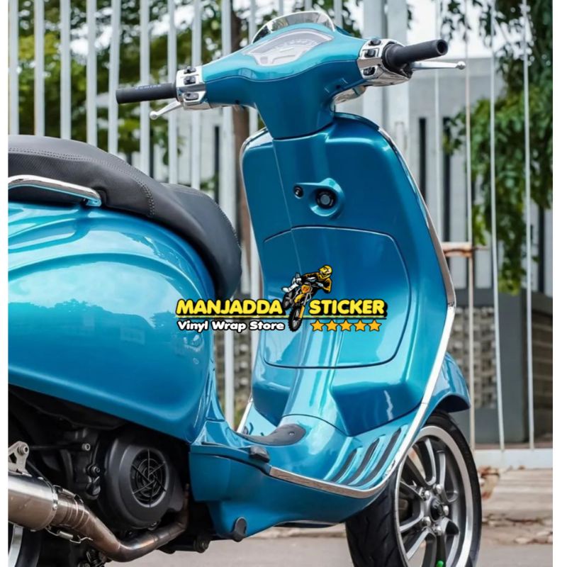 stiker skotlet motor warna biru muda stiker metalic candy