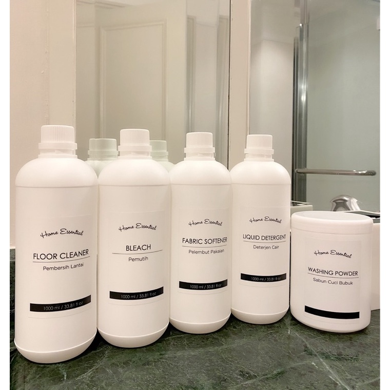 botol 1LITER PUTIH home essential . aesthetic bottle minimalist refill organizer tempat wadah sabun cair estetik laundry room bottle minimalis refill