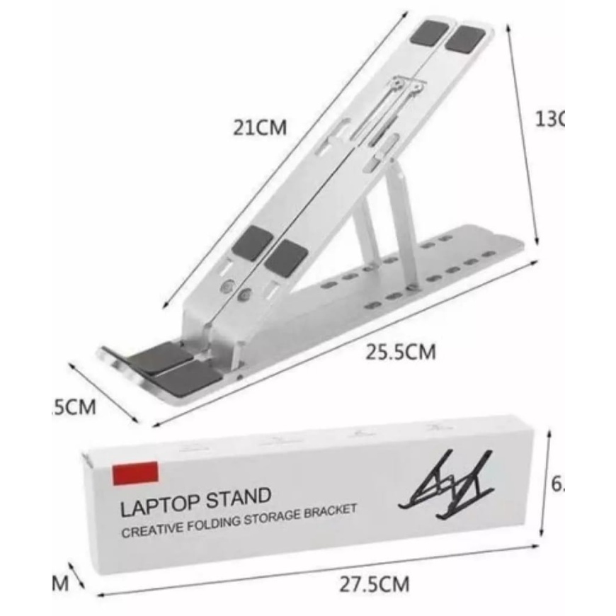 Portable Laptop Stand Adjustable Laptop Macbook Notebook Ipad-Holder Stand Dudukan Lipat Laptop Universal-Holder Stand Laptop Serbaguna Murah-Stand Holder Meja Laptop-Holder Lipat Folding Storage Bracket Laptop Stand