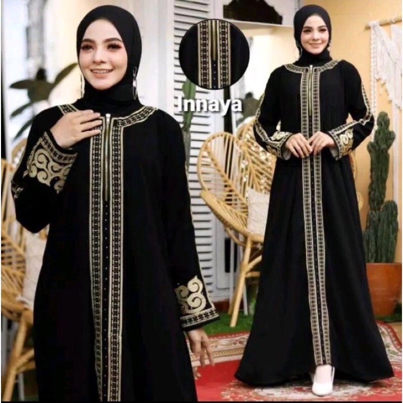 ARABIANA GAMIS (COD) TURKEY DELA & NADIA JETBLACK GAMIS SYARI TANPA PASMINA-Inaya (busui )