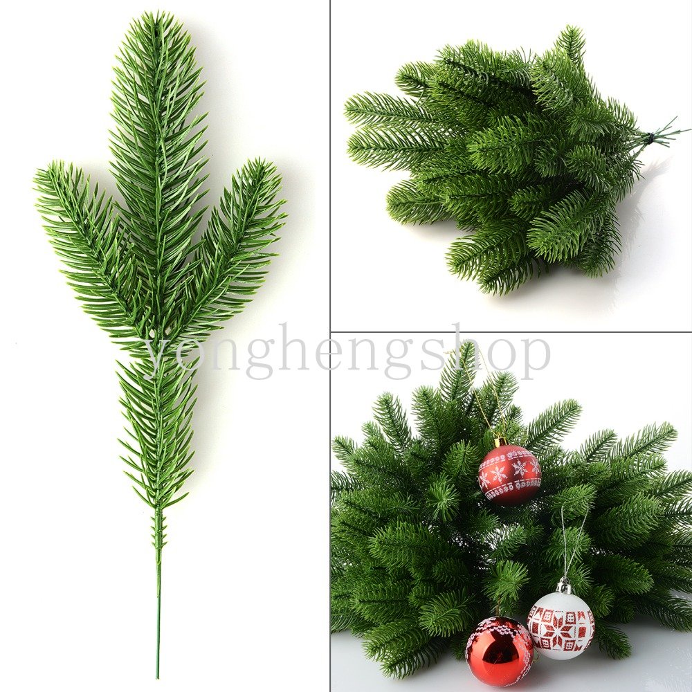 5pcs / set Daun Pinus Imitasi Bahan PVC Untuk Dekorasi Pohon Natal