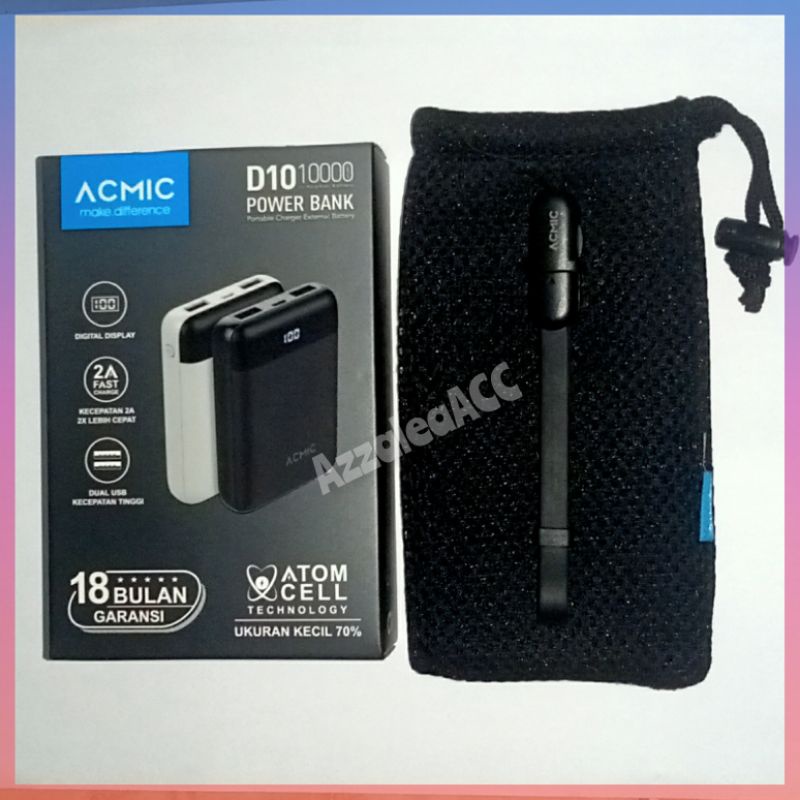 ACMIC D10 Mini Powerbank With Digital Display 2A Fast Charge 10.000mAh