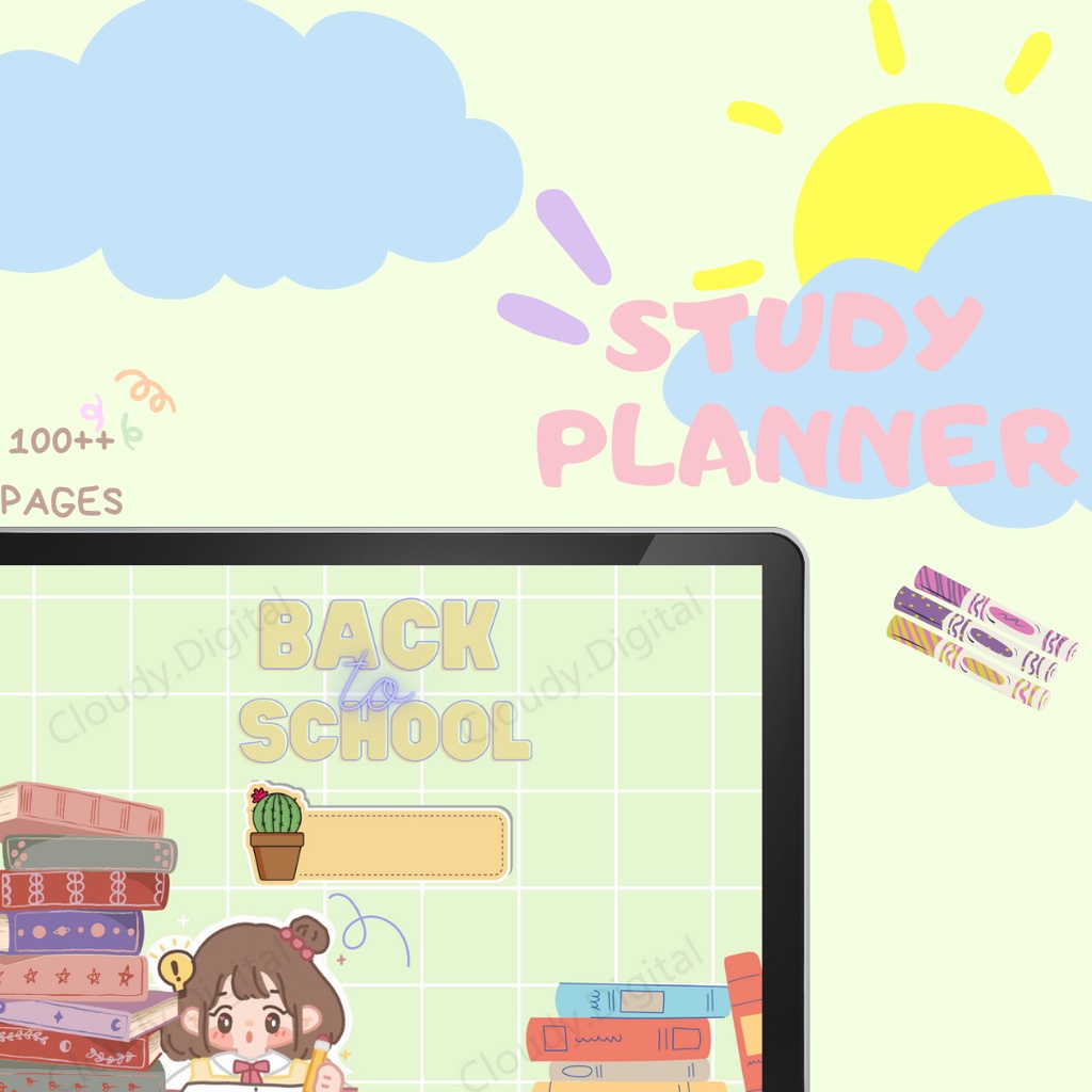 Study Planner Digital cute girl school for Goodnotes Notability --- Jessi Study Planner