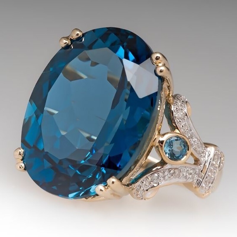 Cincin Kristal Bentuk Pesawat Warna Biru Laut Untuk Wanita