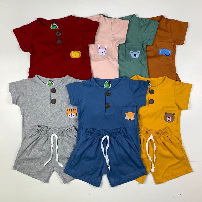 Set Button Pocket Sablon PNP/ Setelan Premium Pineapple