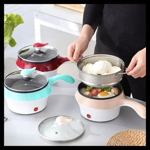 Panci Listrik Presto Kukus Set Keramik Kompor Elektrik Masak Multifungsi Fry Pan Kukusan Steamer