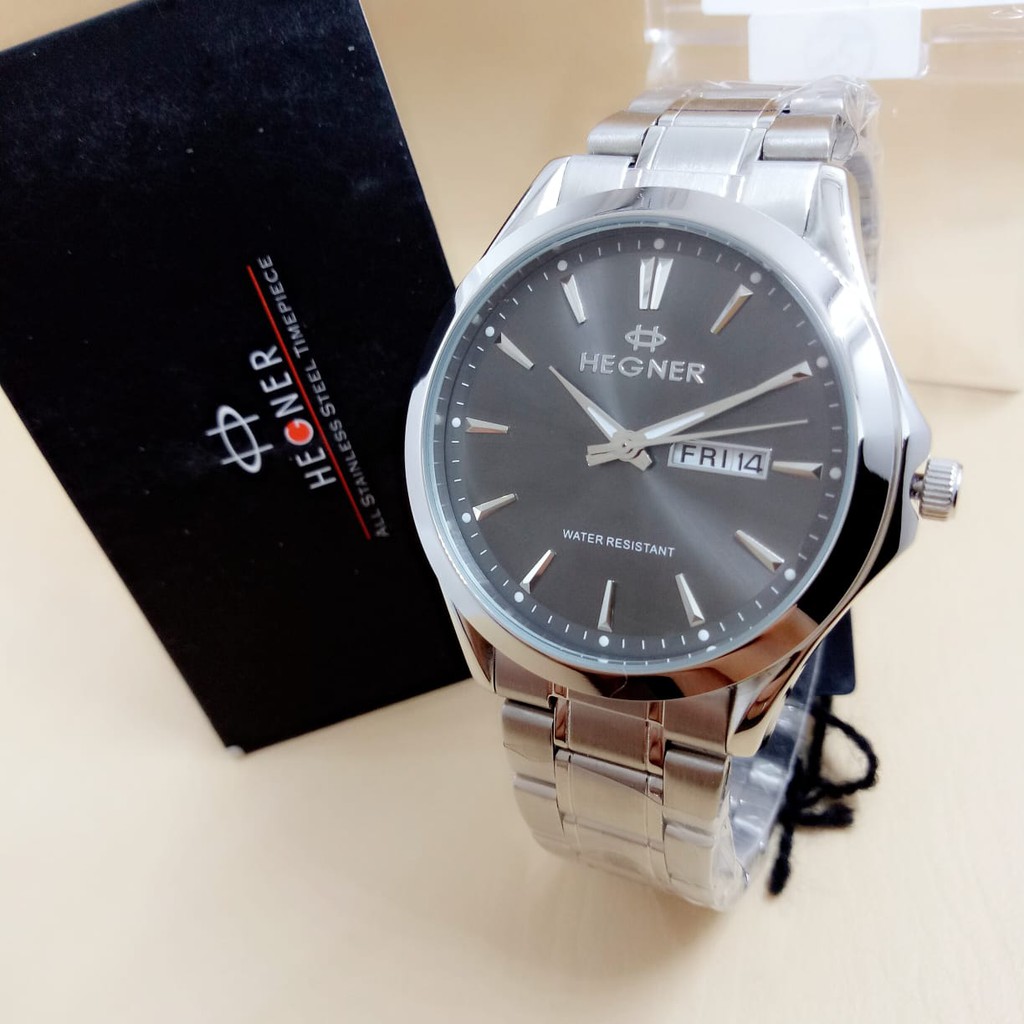 Hegner 8009 - Jam Tangan Pria Formal Murah - Stainless Steel - Analog Quartz - Anti Air - Original
