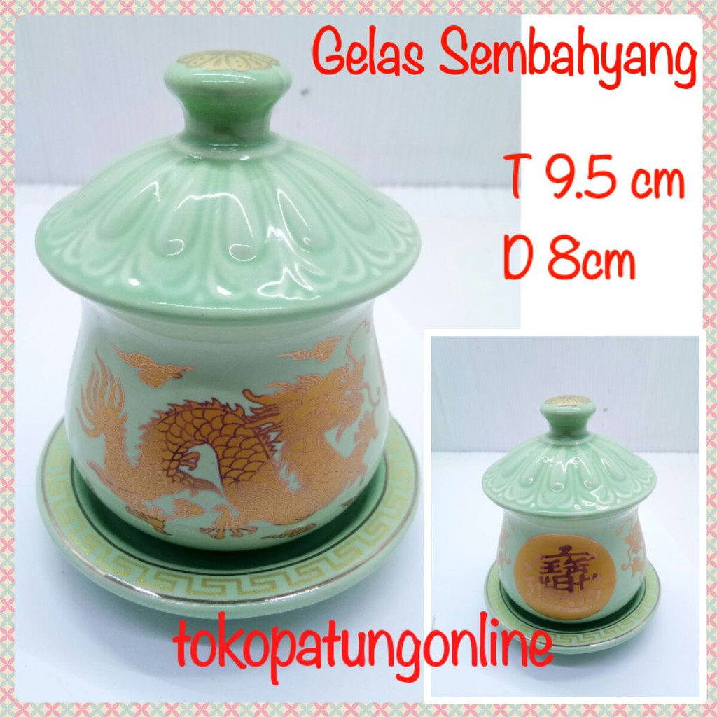 Gelas Sembahyang Motif Naga Hijau New